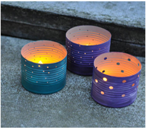 Convert tin cans into outdoor lanterns